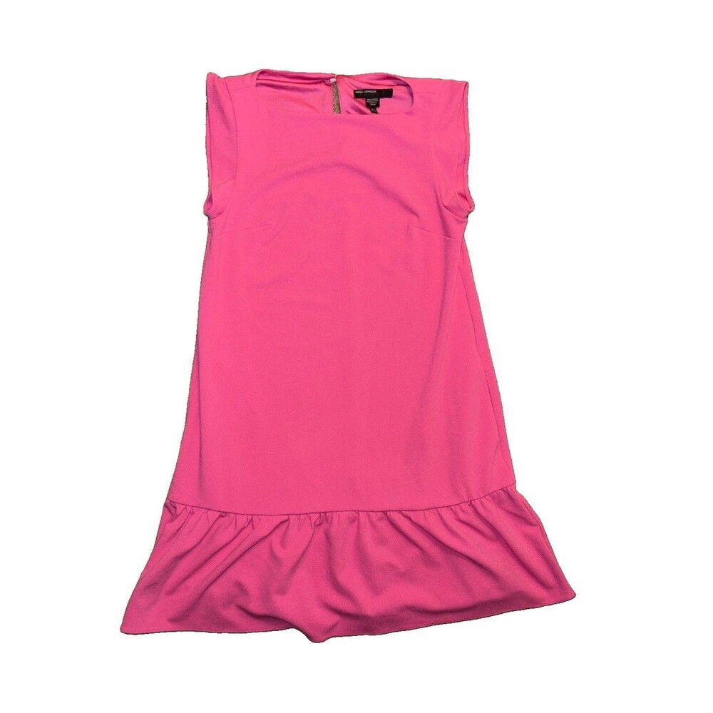 Women’s Size 2 Pink Solid Shift Dress Ruffle Hem Lined